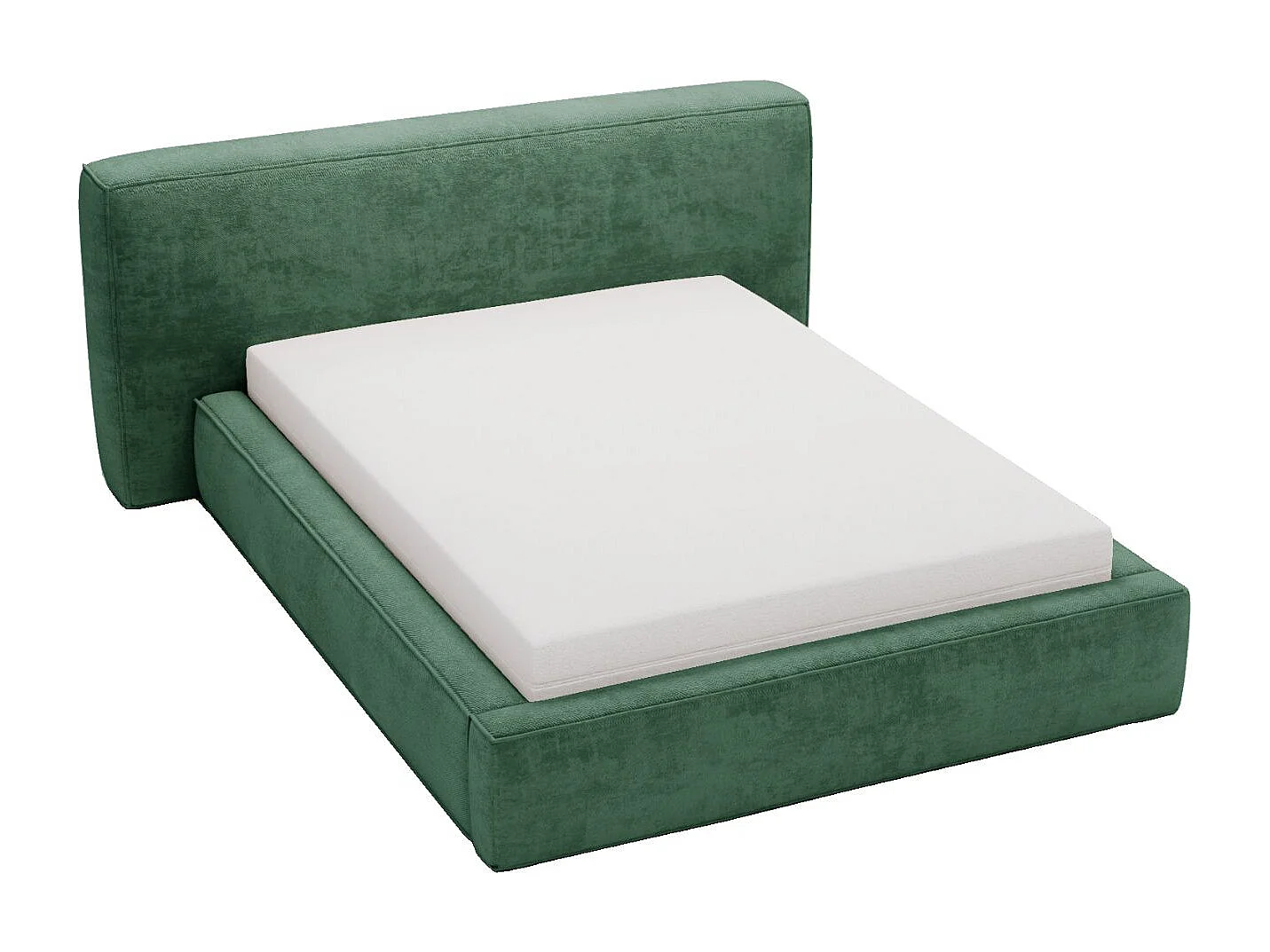 Lit rembourré avec rangement - 140 x 200 - lit double - chenille - vert - Monza