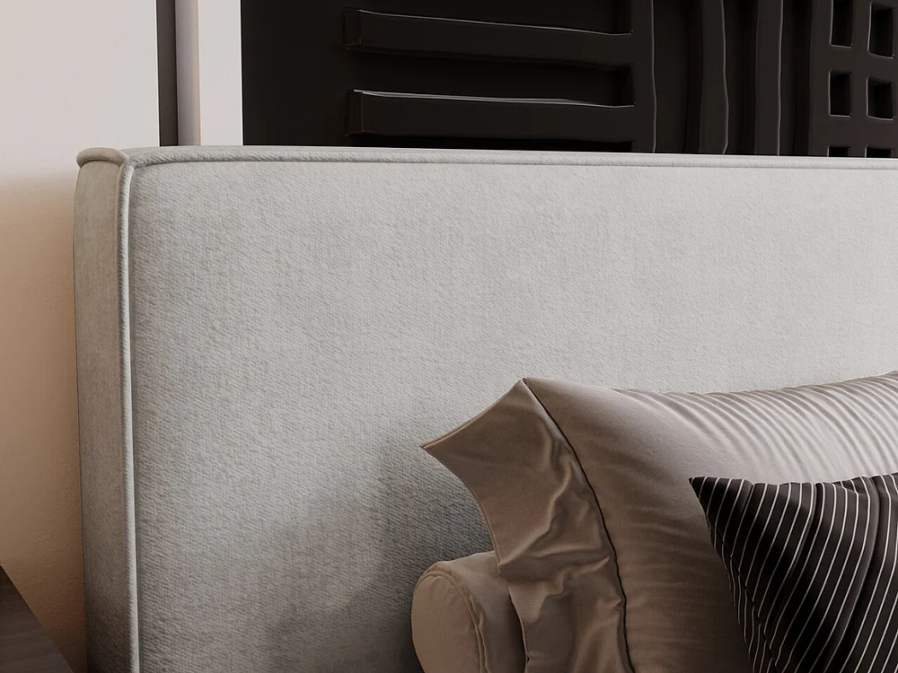 Lit rembourré avec rangement - 140 x 200 - lit double - velours - gris clair - Monaco