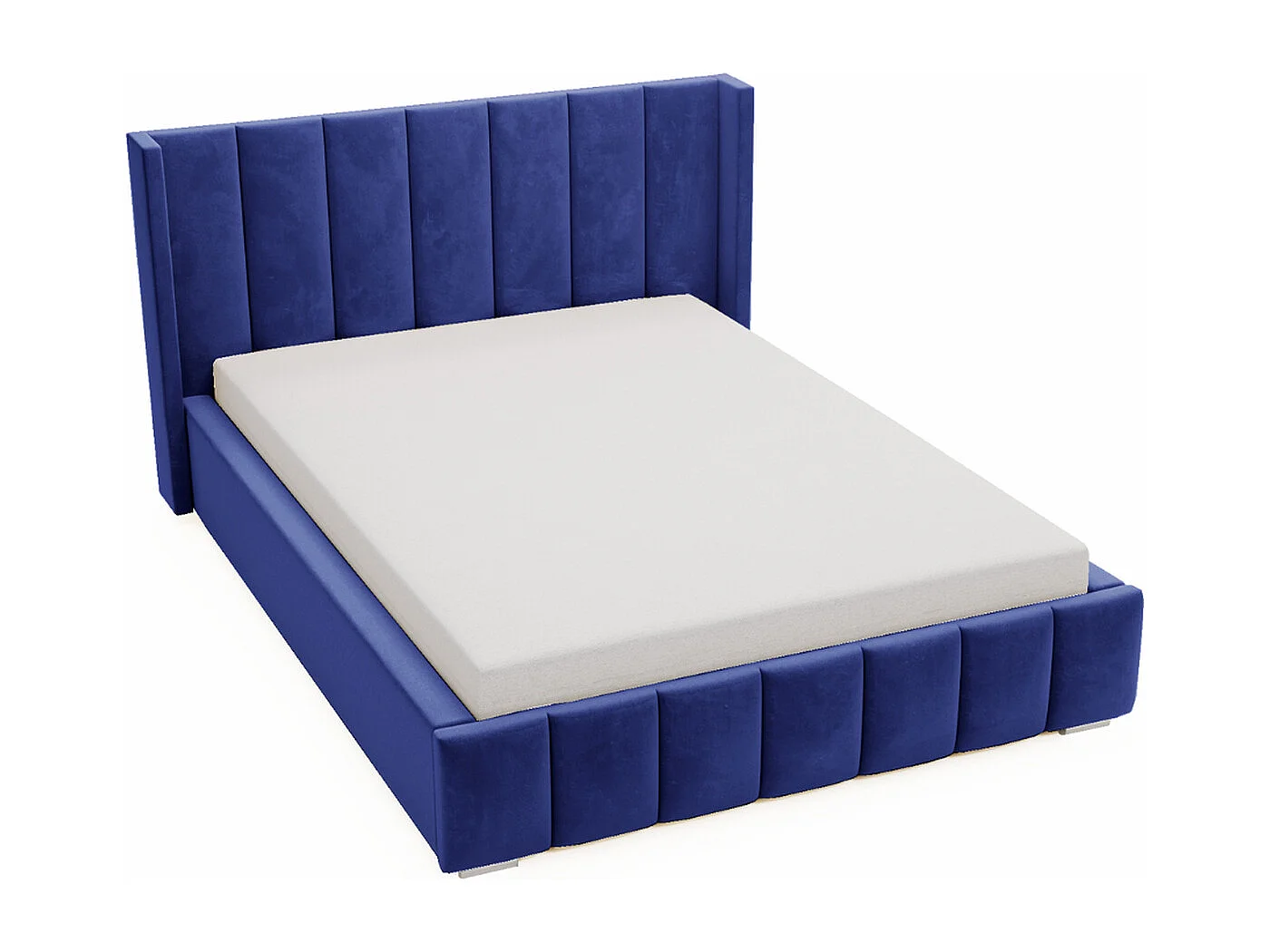 Lit rembourré avec rangement - 180 x 200 - lit double - velours - bleu - Marano