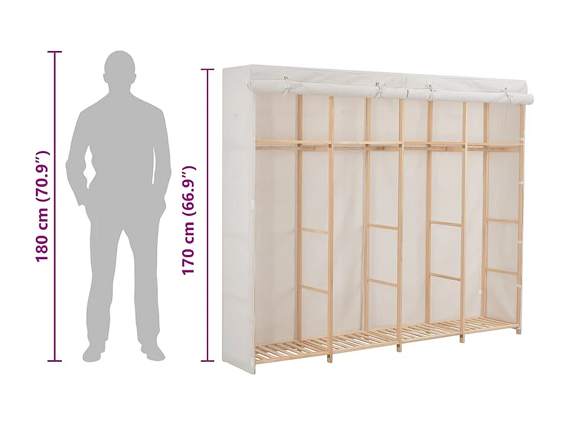 Garde-robe Blanc 200 x 40 x 170 cm Tissu