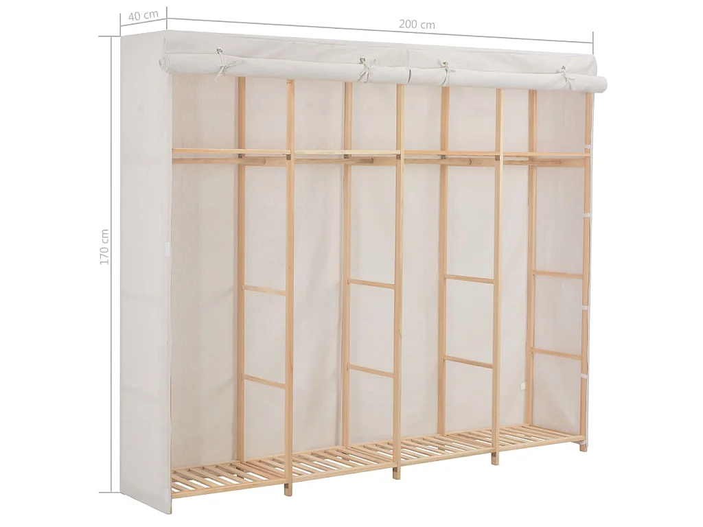 Garde-robe Blanc 200 x 40 x 170 cm Tissu