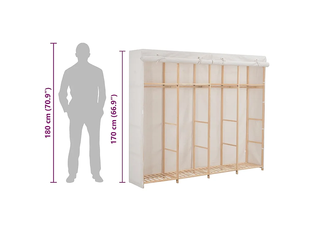 Garde-robe Blanc 200 x 40 x 170 cm Tissu