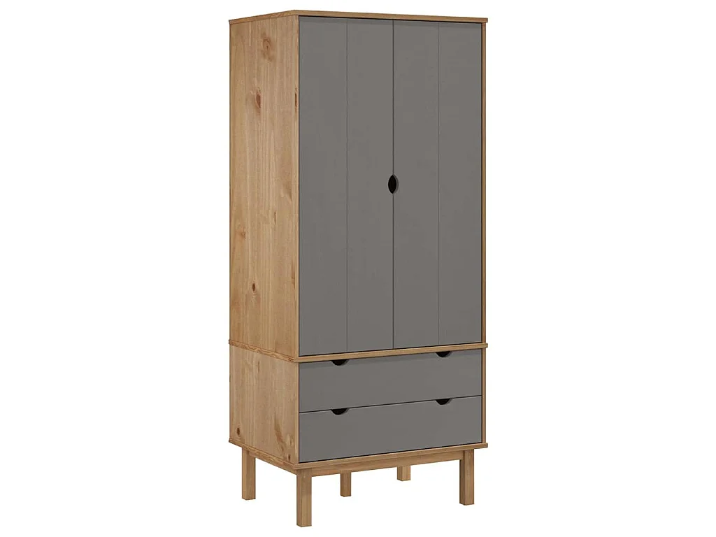 Roupeiro OTTA 76,5x53x172 cm pinho maciço castanho/cinza