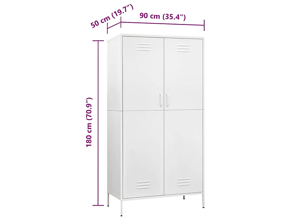 Garde-robe Blanc 90x50x180 cm Acier