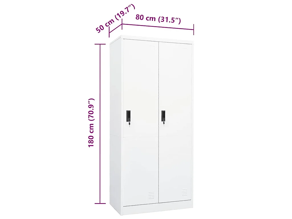 Armadio Bianco 80x50x180 cm in Acciaio