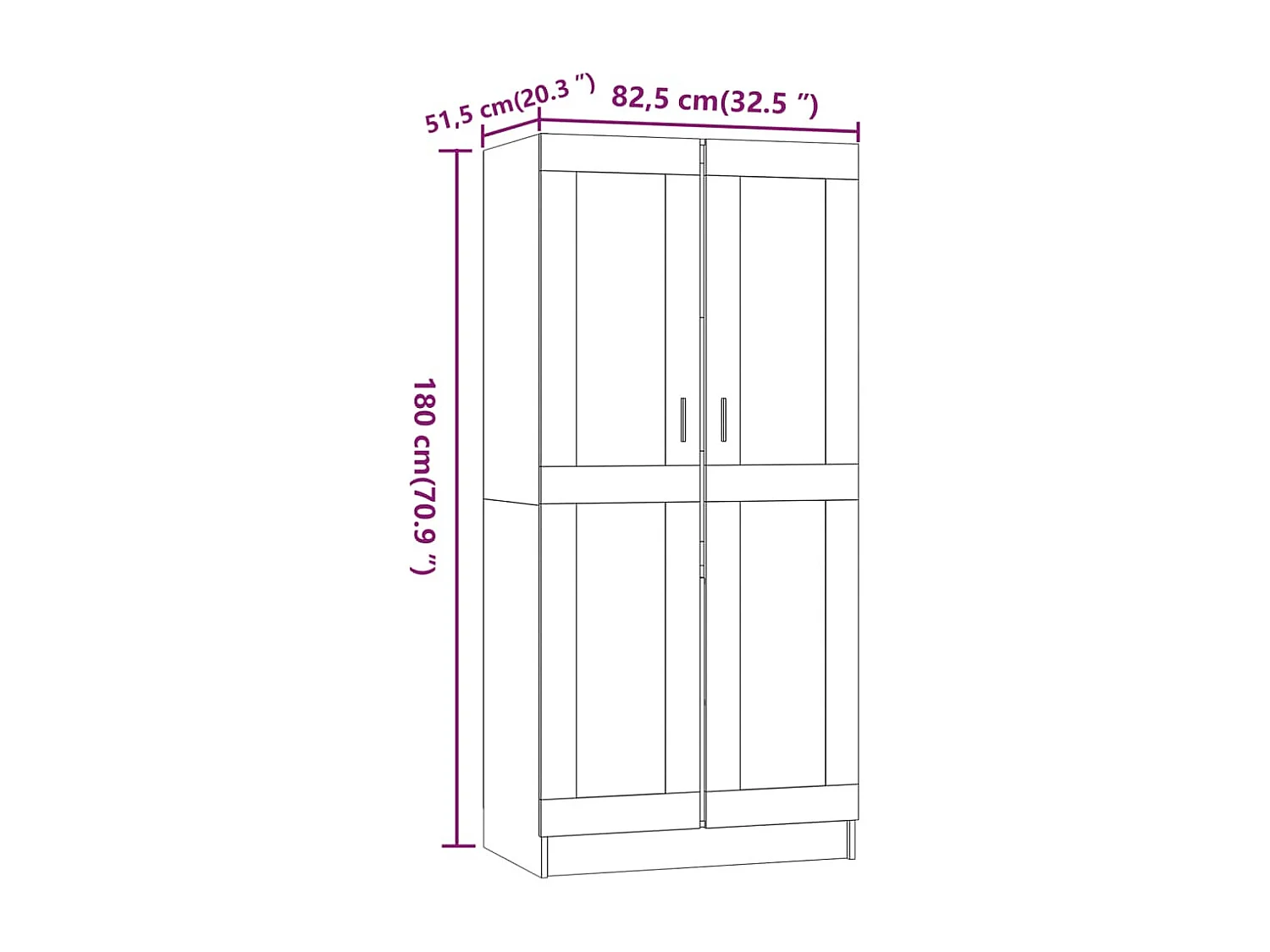 Kleiderschrank Räuchereiche 82,5x51,5x180 cm Holzwerkstoff