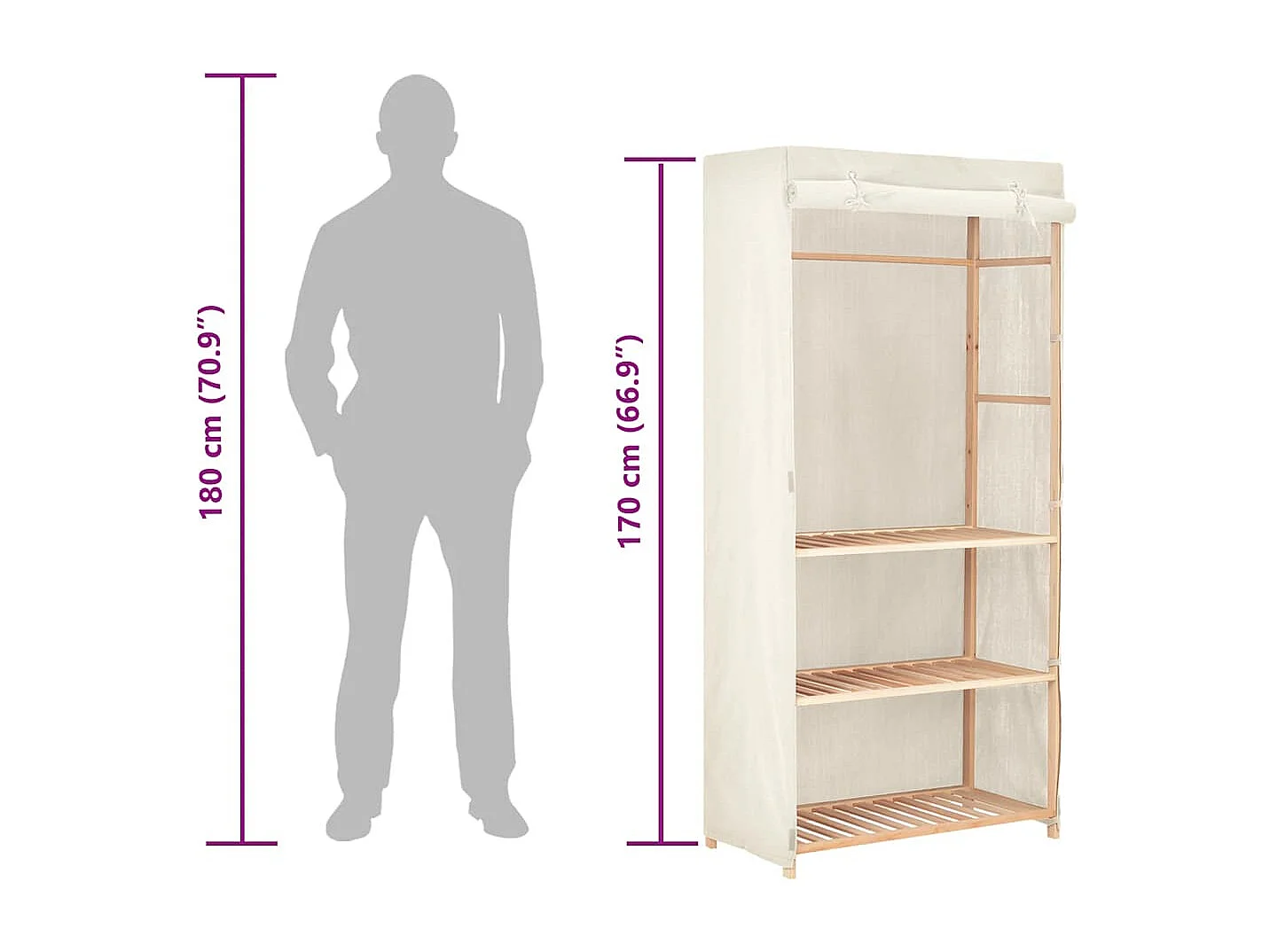 Armadio per Indumenti a 3 Ripiani 79x40x170 cm