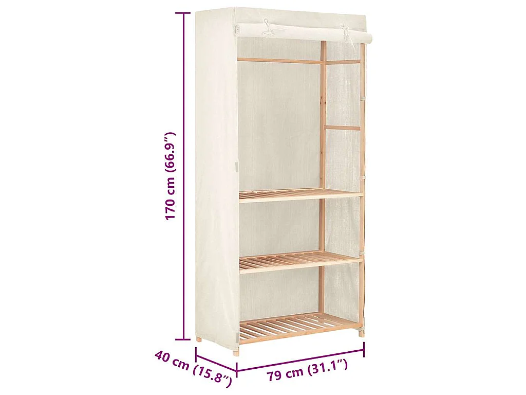 Garde-robe à 3 niveaux 79 x 40 x 170 cm