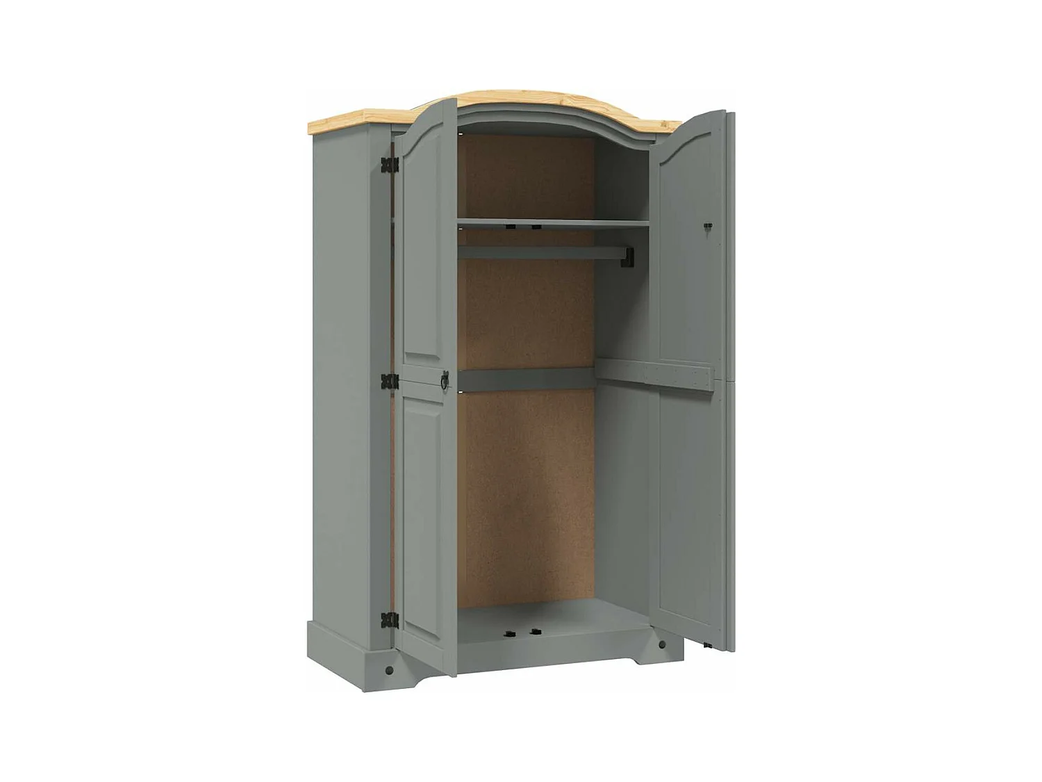 Kleiderschrank Mexiko-Stil Kiefernholz 2 Türen Grau