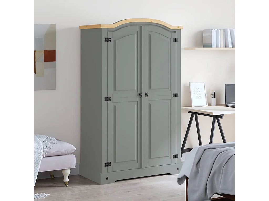 Garde-robe avec 2 portes Gamme Corona pin mexicain Gris
