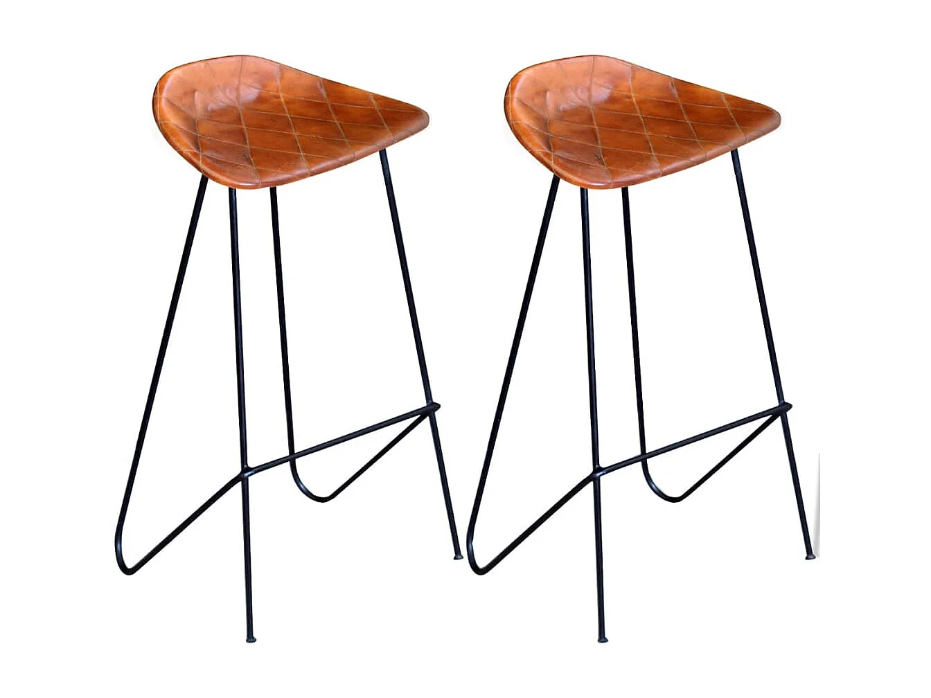 Barhocker 2 Stk. Schwarz und Braun Echtleder