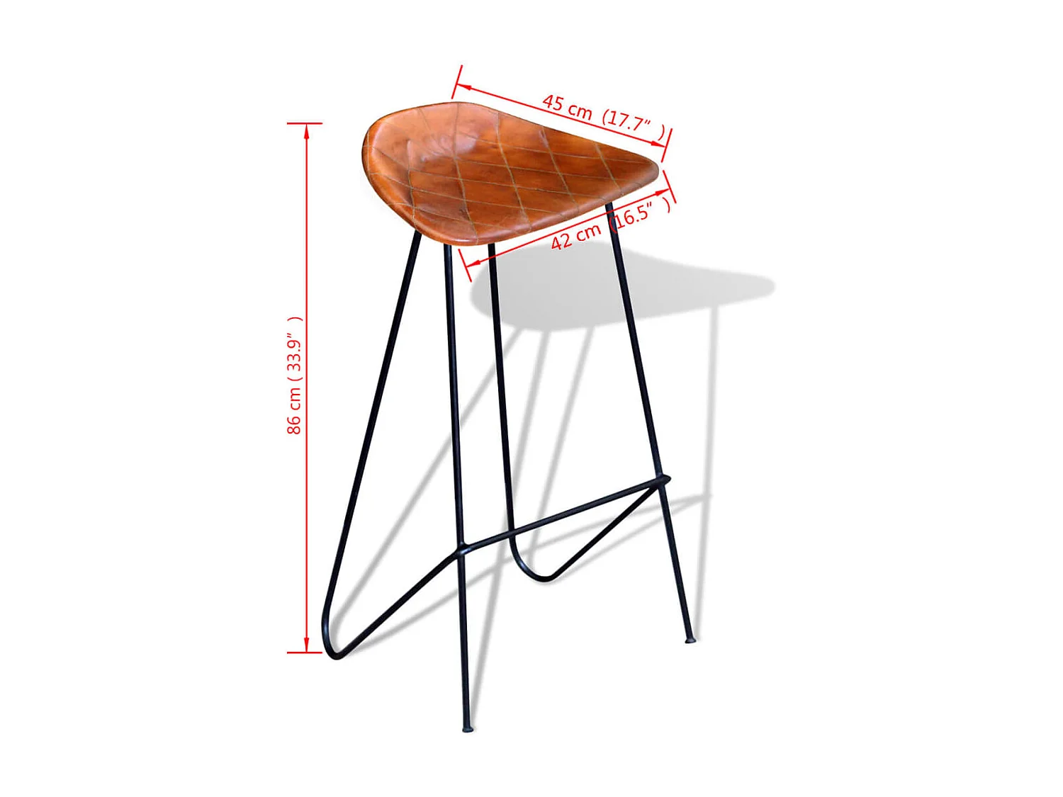 Barhocker 2 Stk. Schwarz und Braun Echtleder