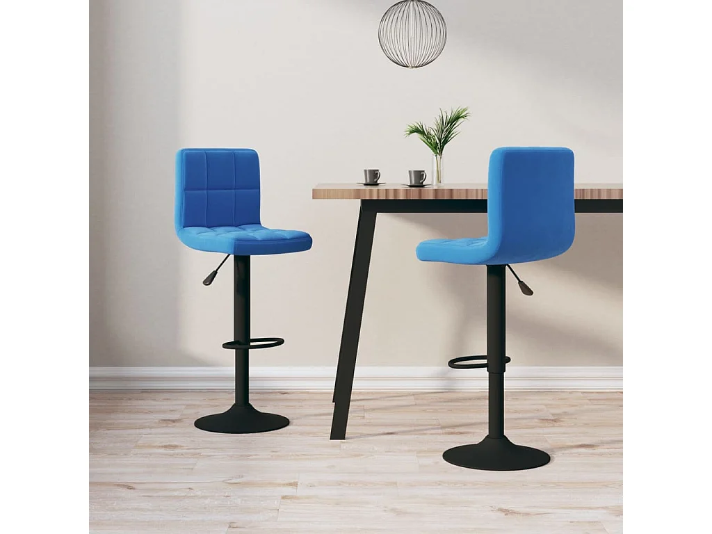 Barkrukken 2 st fluweel blauw