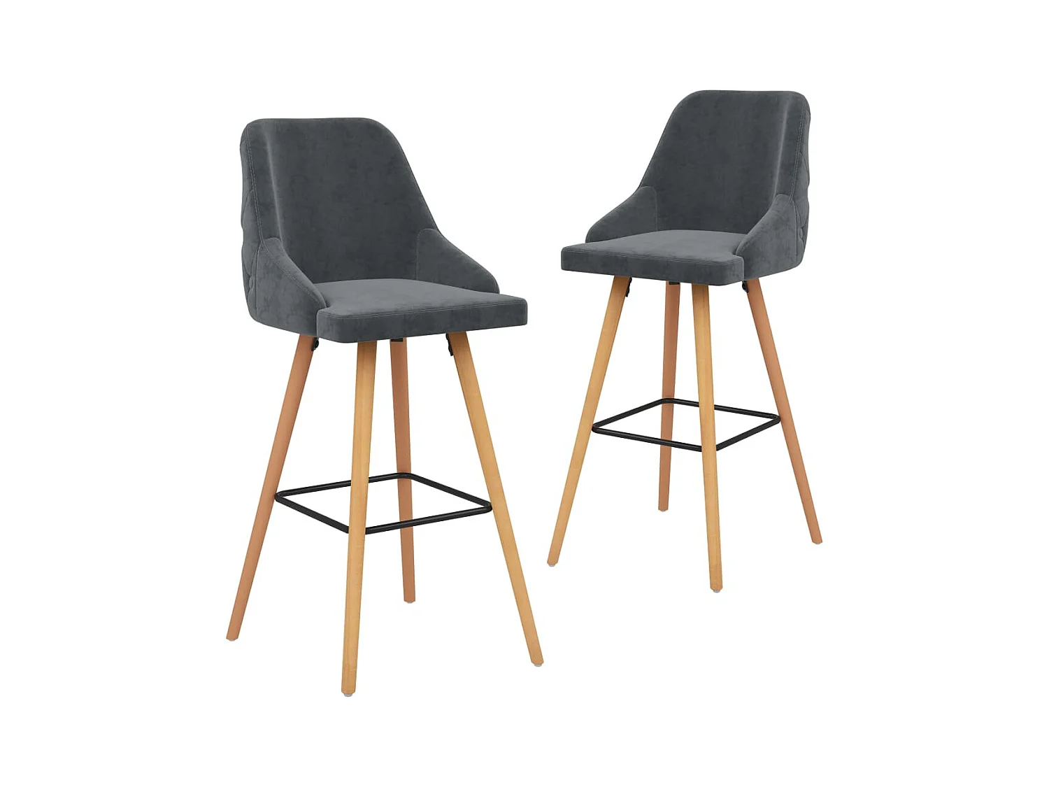 Chaises de bar lot de 2 gris foncé velours