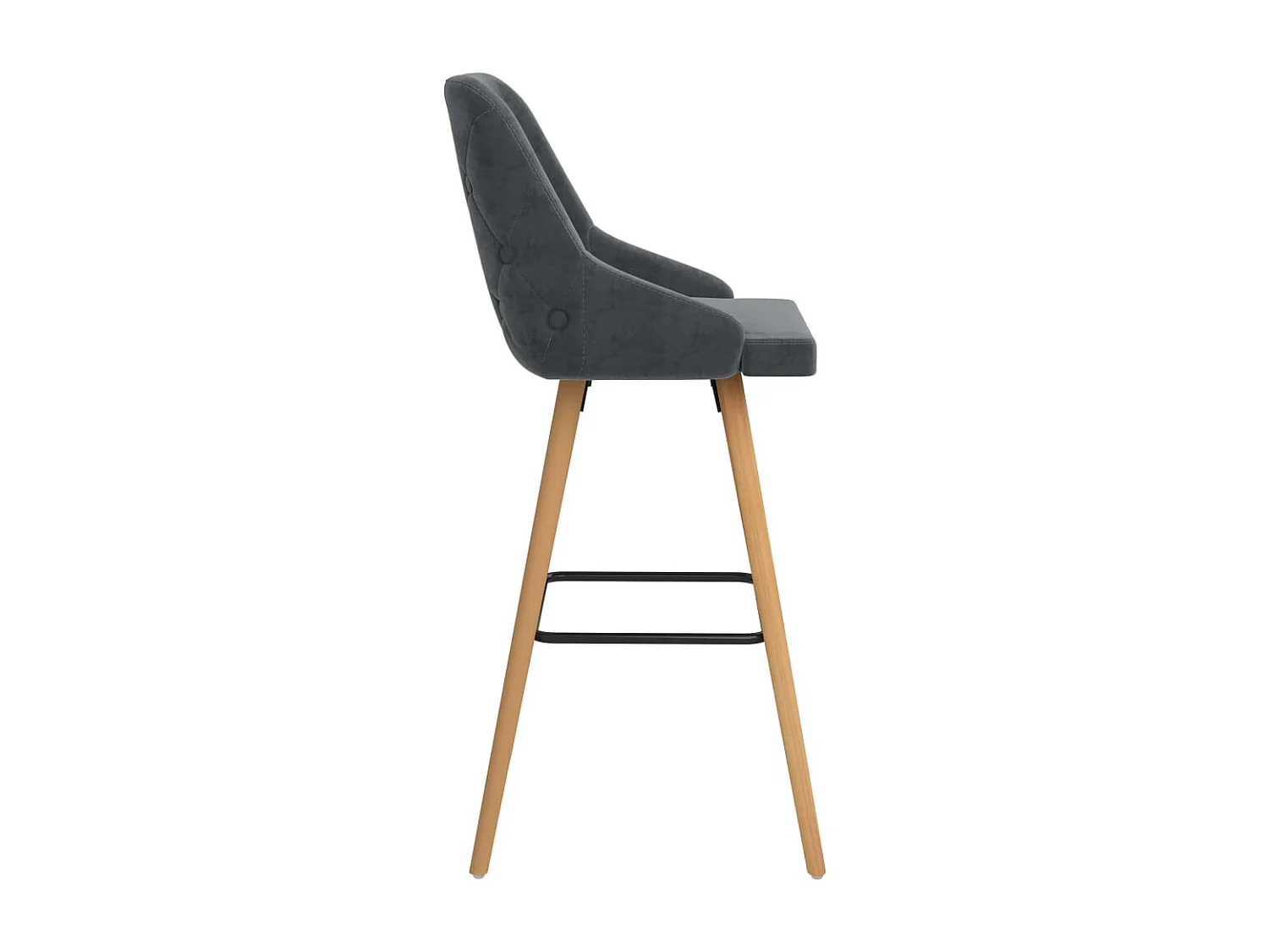 Chaises de bar lot de 2 gris foncé velours