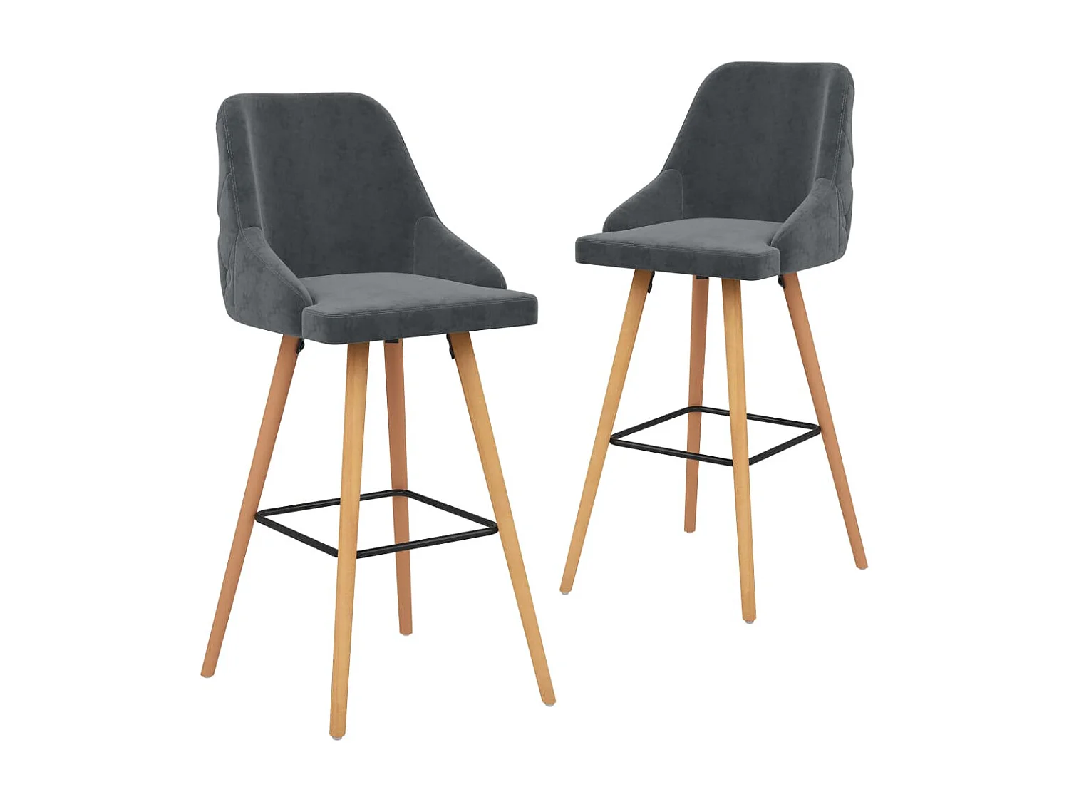 Chaises de bar lot de 2 gris foncé velours