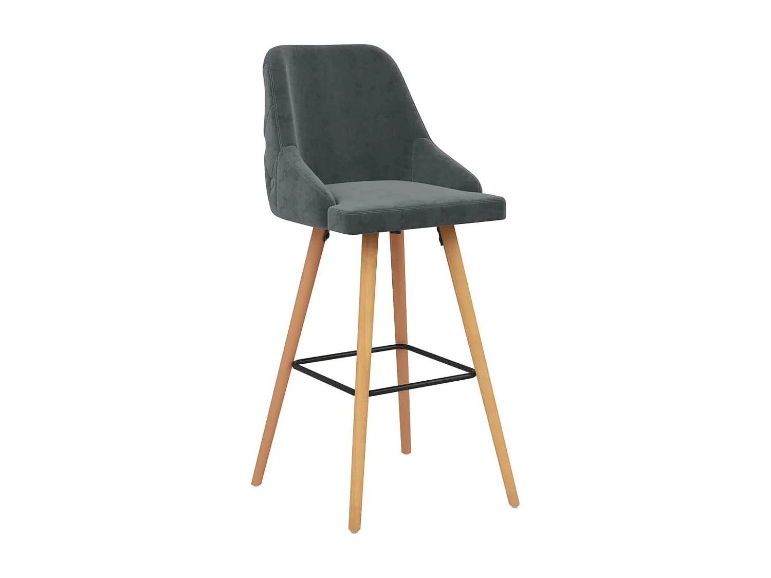 Chaises de bar lot de 2 gris foncé velours