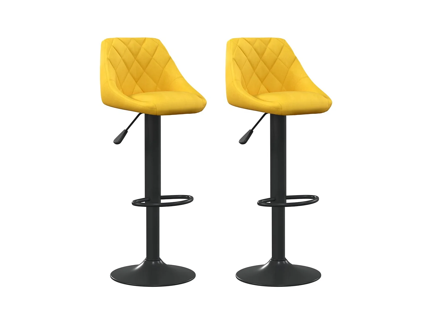 Tabourets de bar lot de 2 jaune moutarde velours