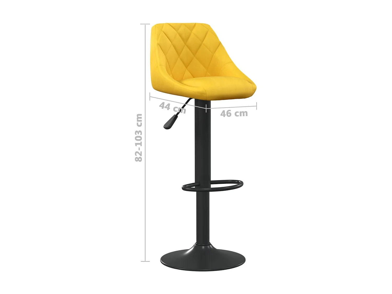 Tabourets de bar lot de 2 jaune moutarde velours