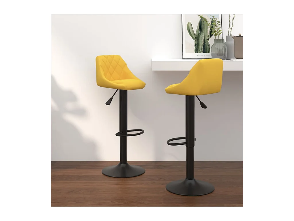 Tabourets de bar lot de 2 jaune moutarde velours