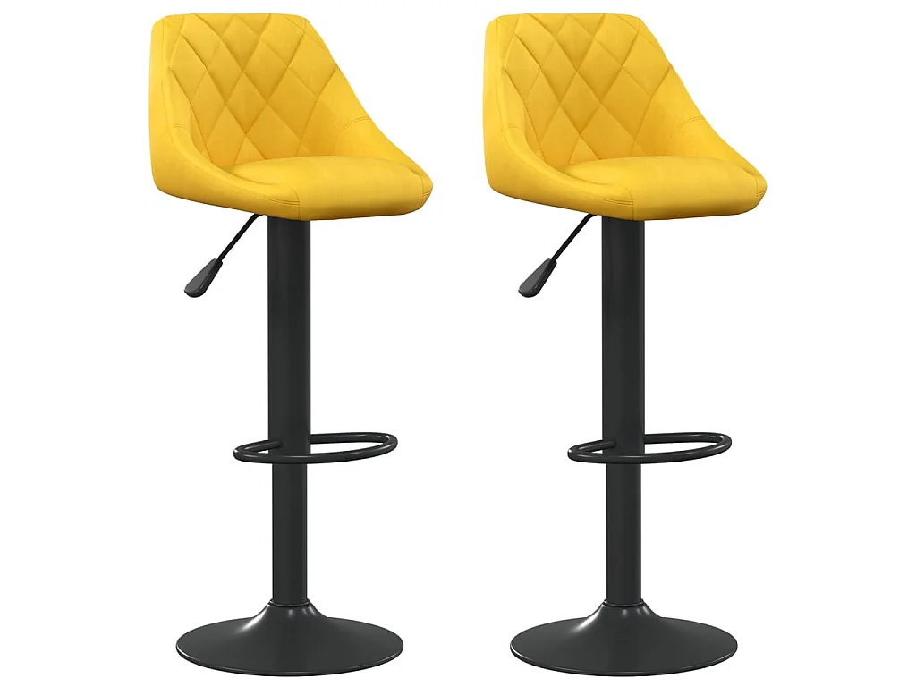 Tabourets de bar lot de 2 jaune moutarde velours