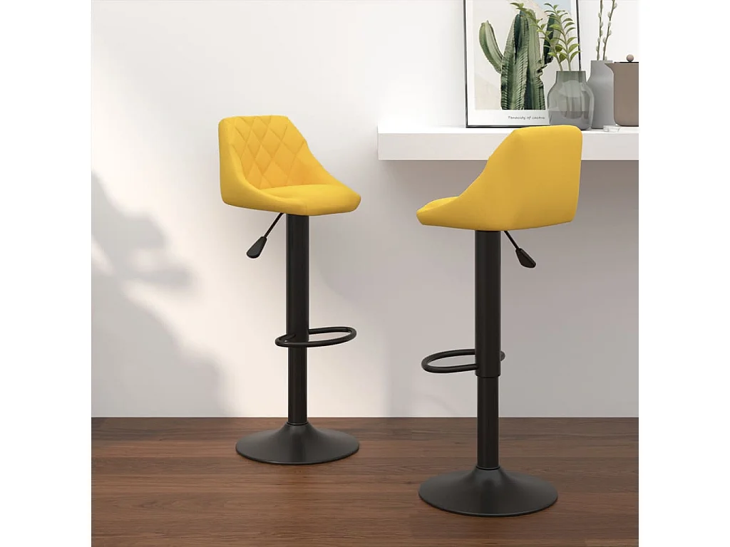 Tabourets de bar lot de 2 jaune moutarde velours