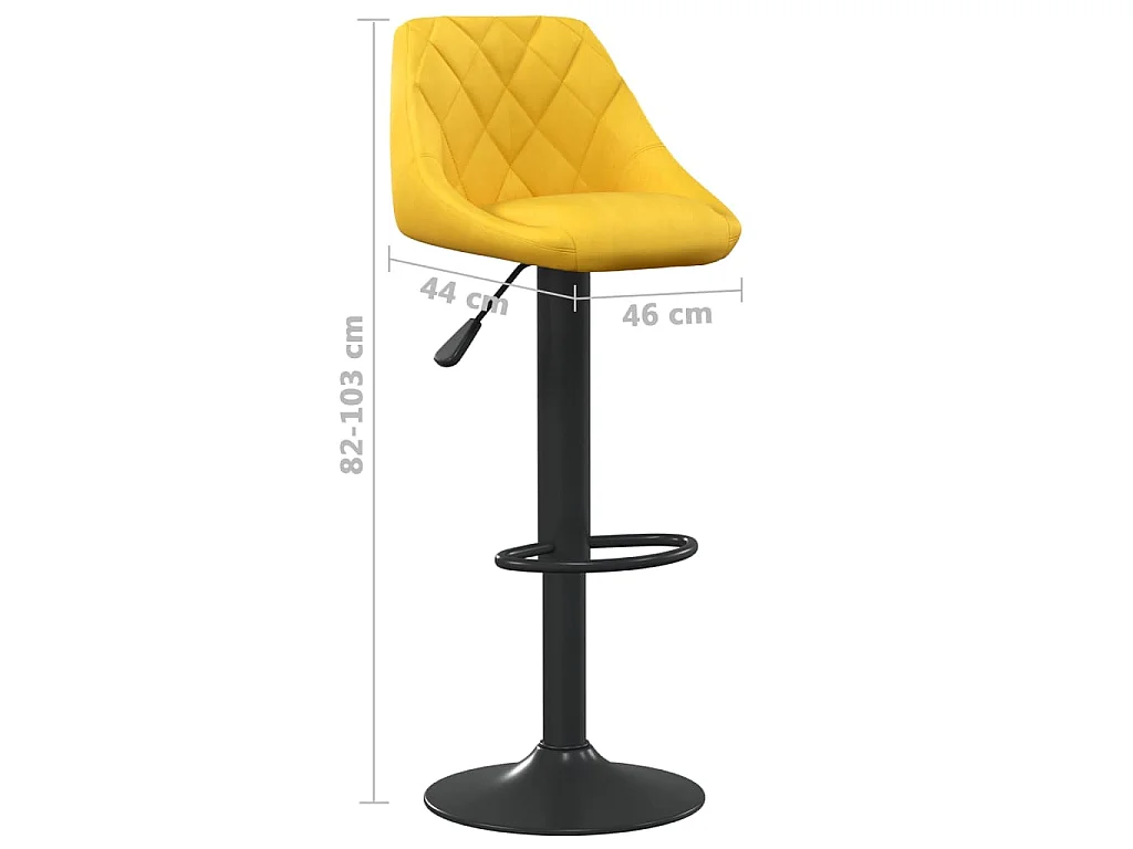 Tabourets de bar lot de 2 jaune moutarde velours