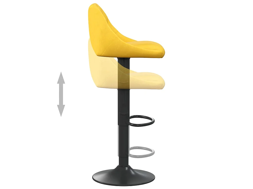 Tabourets de bar lot de 2 jaune moutarde velours