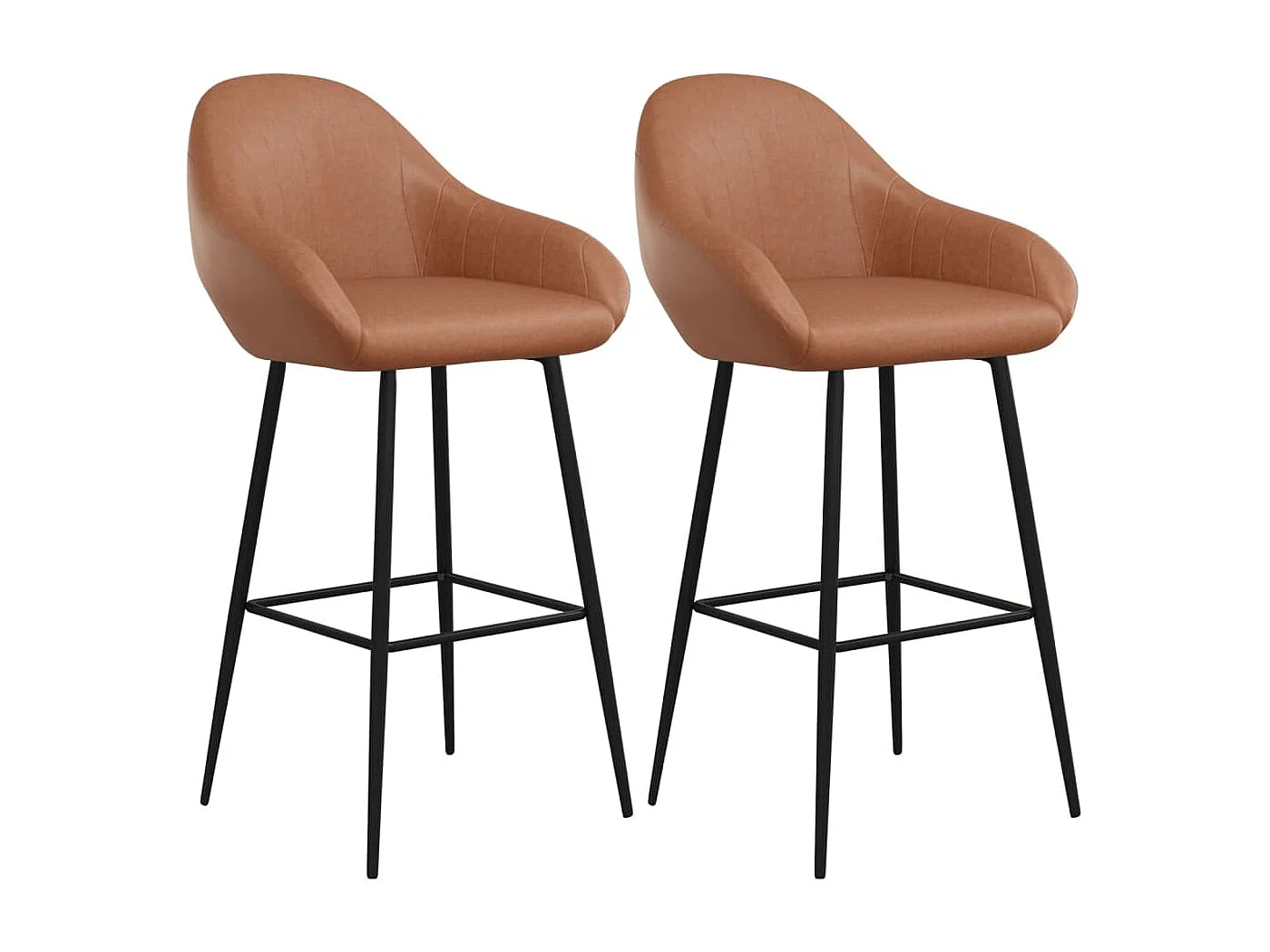 Tabourets de bar lot de 2 marron clair similicuir