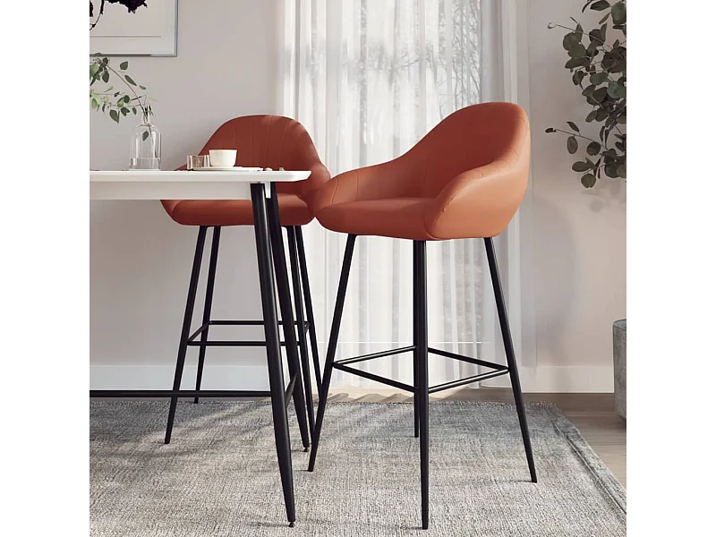 Tabourets de bar lot de 2 marron clair similicuir