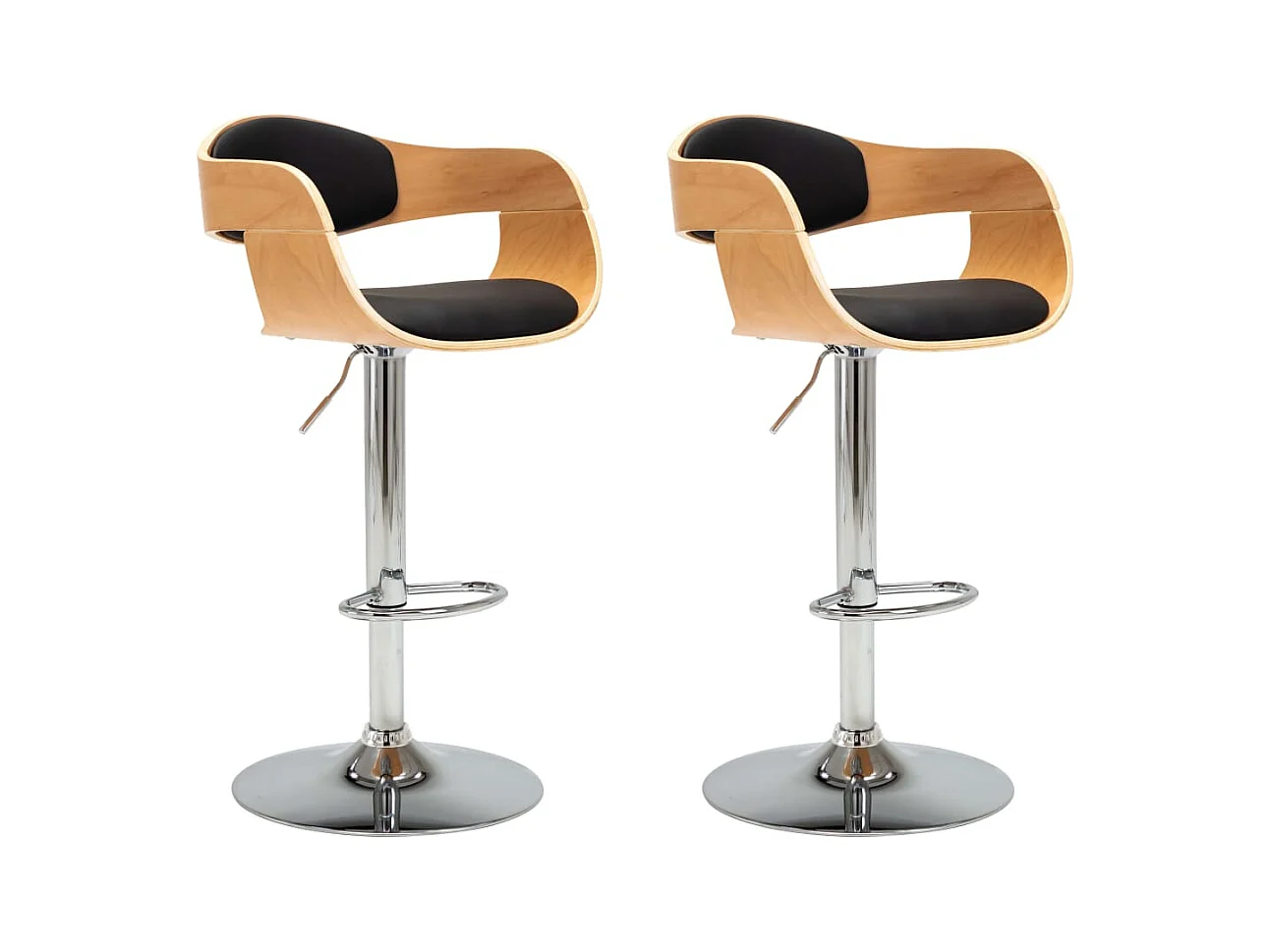 Barhocker 2 Stk. Schwarz Bugholz und Kunstleder