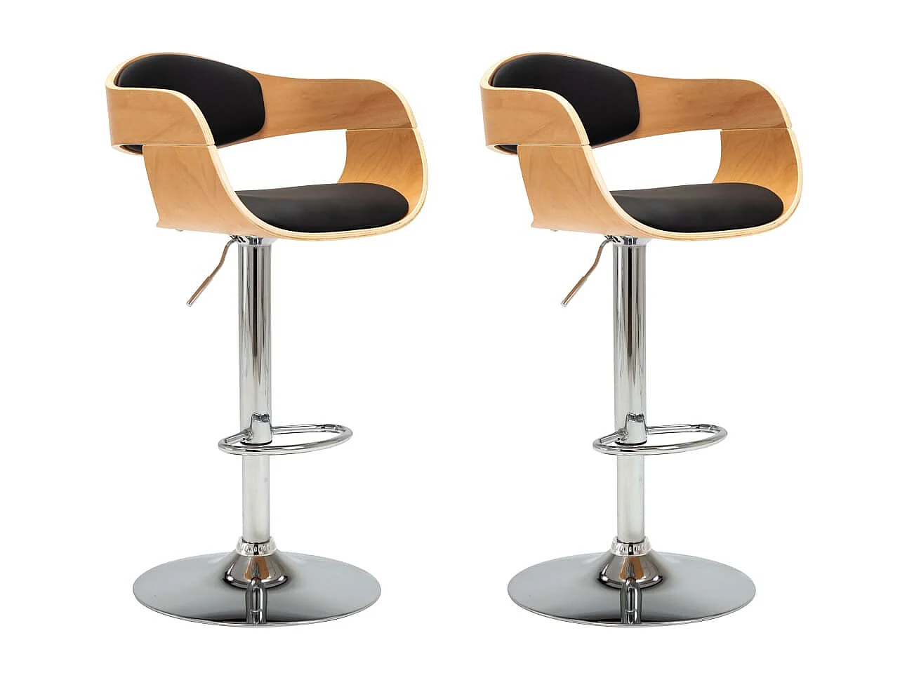 Barhocker 2 Stk. Schwarz Bugholz und Kunstleder