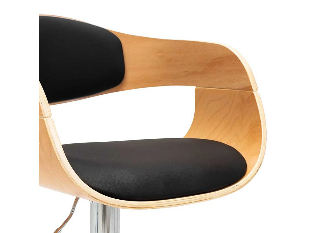 Taburetes de cocina 2 uds madera curvada cuero sintético negro