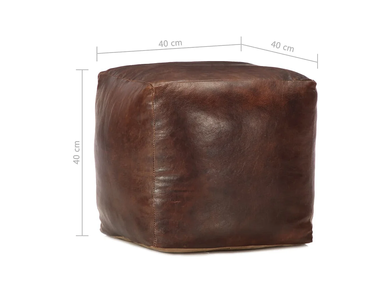 Pouf Marrone Scuro 40x40x40 cm in Vera Pelle di Capra