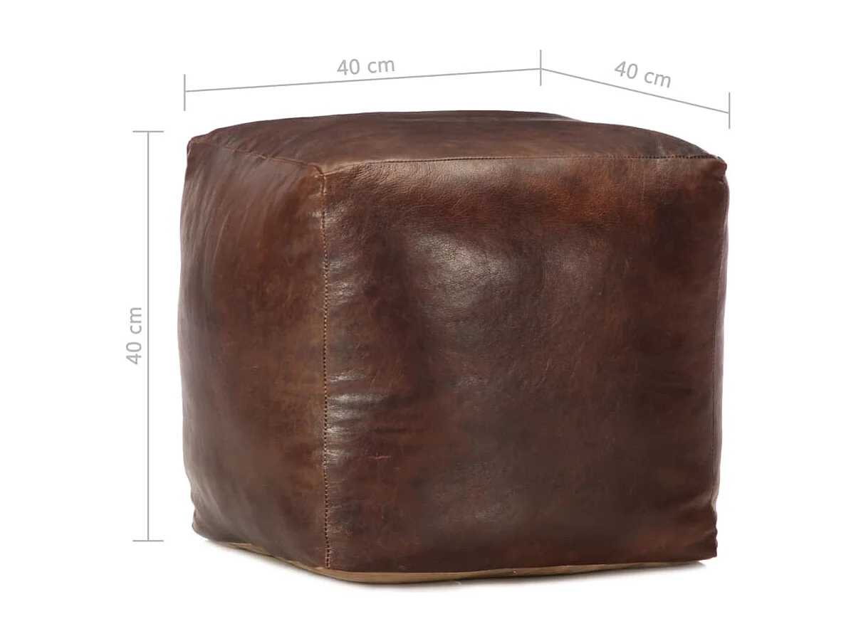 Pouf Marrone Scuro 40x40x40 cm in Vera Pelle di Capra