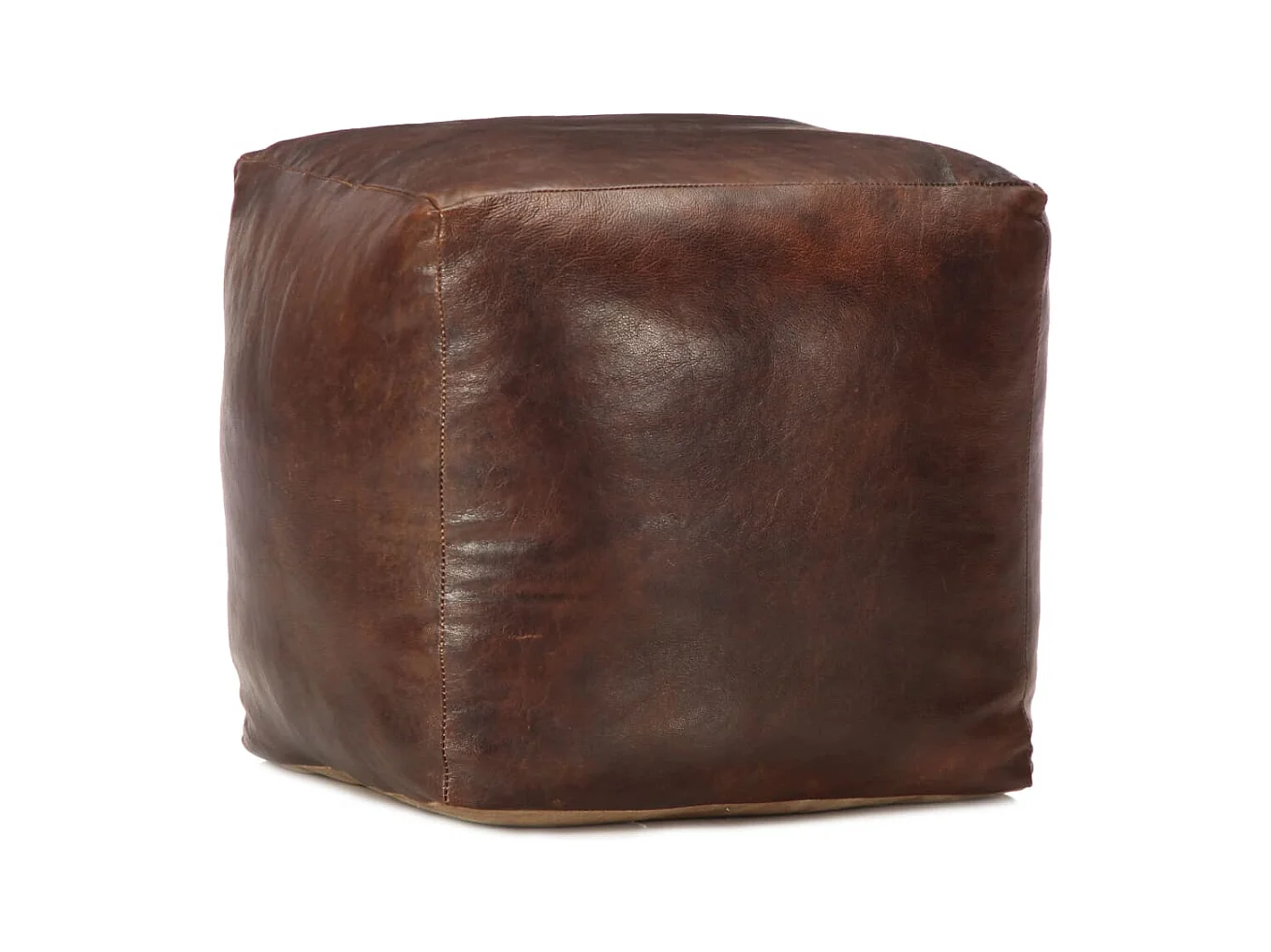 Pouf 40 x 40 x 40 cm Marron foncé Cuir véritable de chèvre