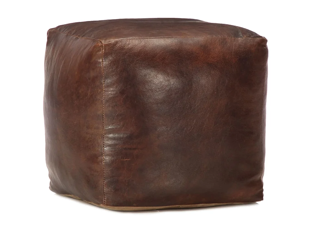 Pouf 40 x 40 x 40 cm Marron foncé Cuir véritable de chèvre