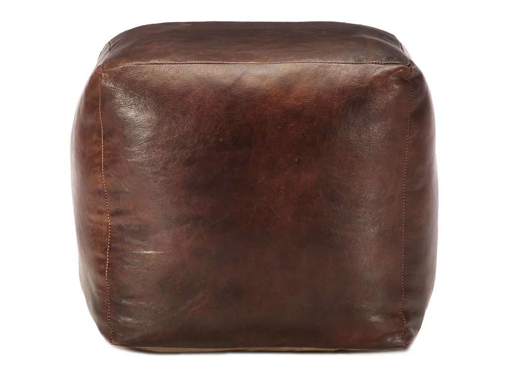Pouf 40 x 40 x 40 cm Marron foncé Cuir véritable de chèvre