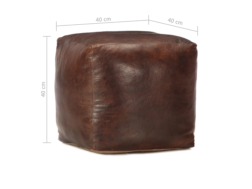Pouf 40 x 40 x 40 cm Marron foncé Cuir véritable de chèvre