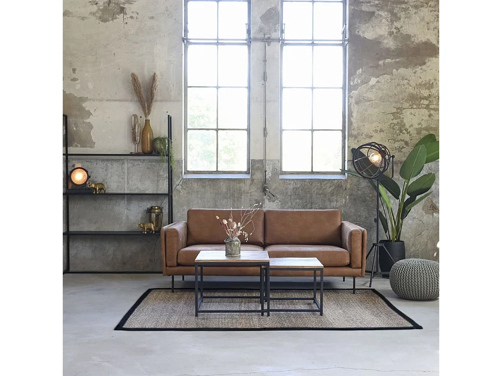 Pouf tricoté Coton M Vert olive