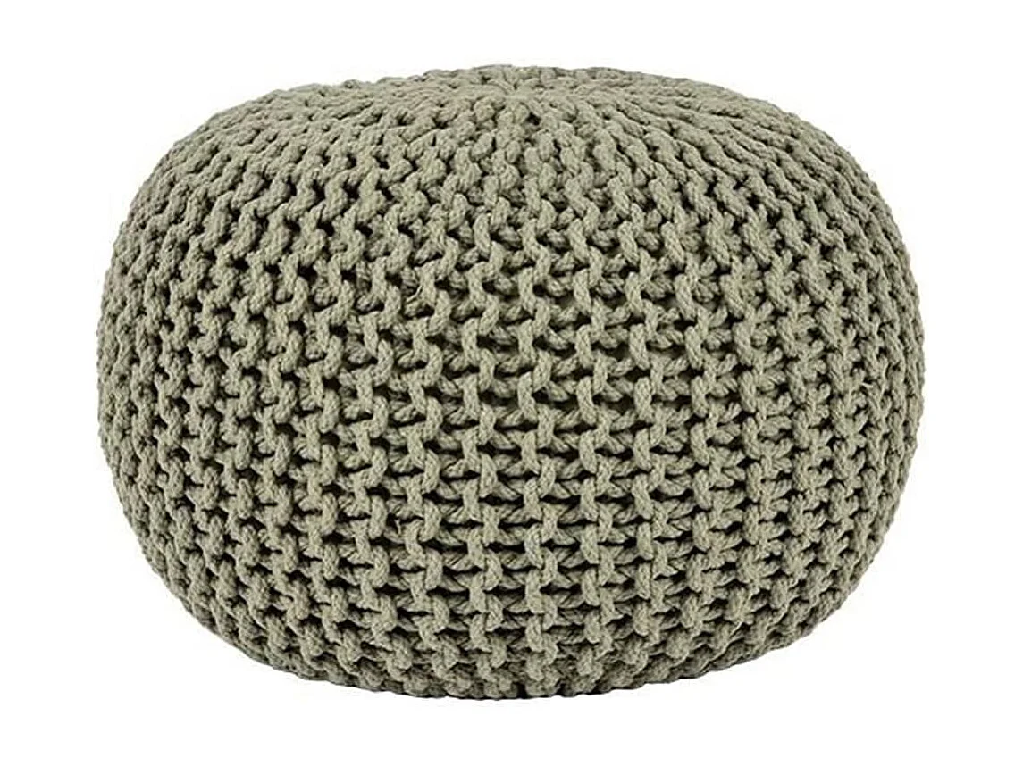 Pouf tricoté Coton M Vert olive