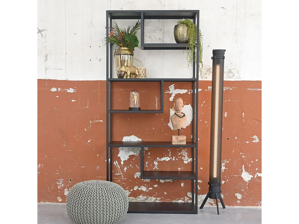 Pouf tricoté Coton M Vert olive