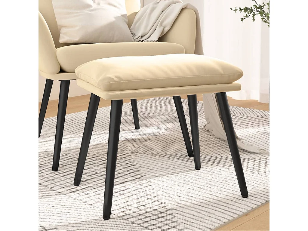 Apoio de pés 45x29,5x35 cm veludo branco nata