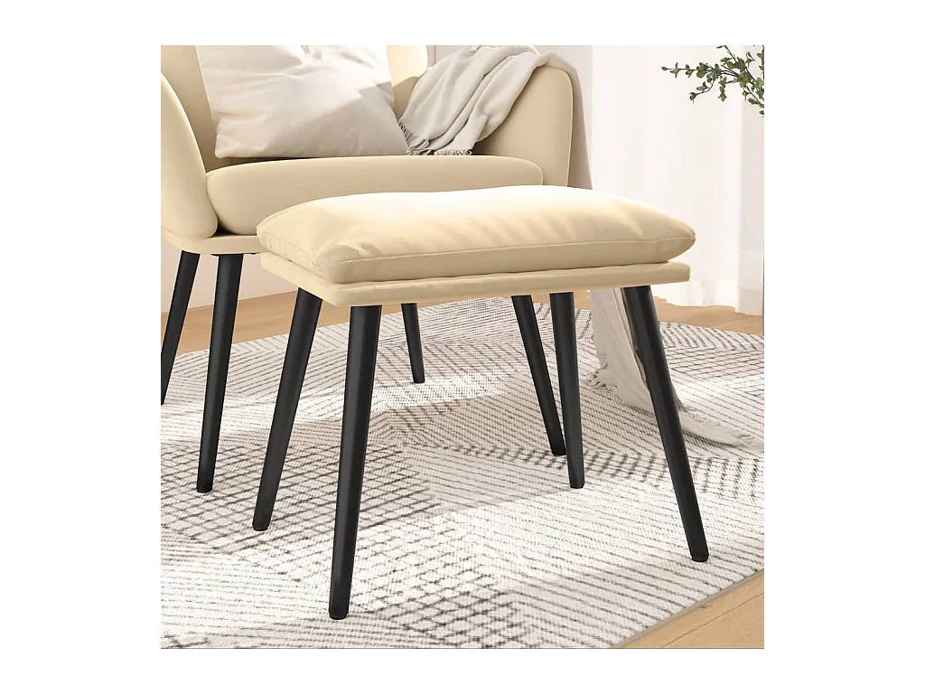Repose-pied Blanc crème 45x29,5x35 cm Velours
