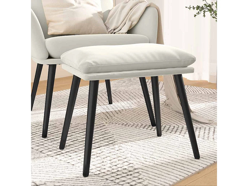 Repose-pied Blanc crème 45x29,5x35 cm Velours