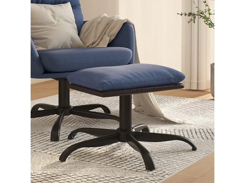 Voetenbank 60x60x36 cm stof en kunstleer blauw