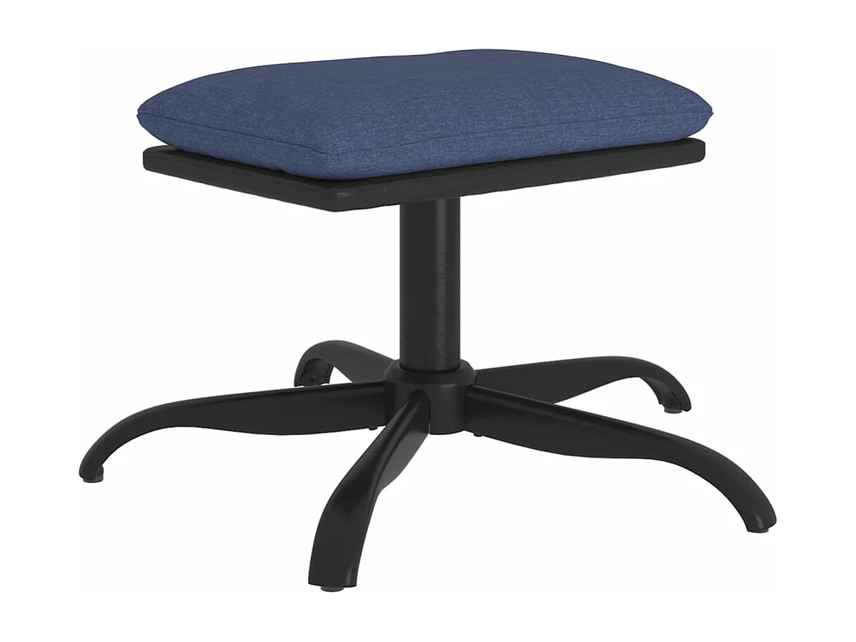 Voetenbank 60x60x36 cm stof en kunstleer blauw