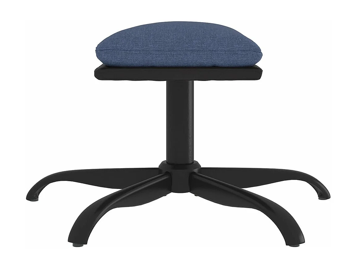 Voetenbank 60x60x36 cm stof en kunstleer blauw