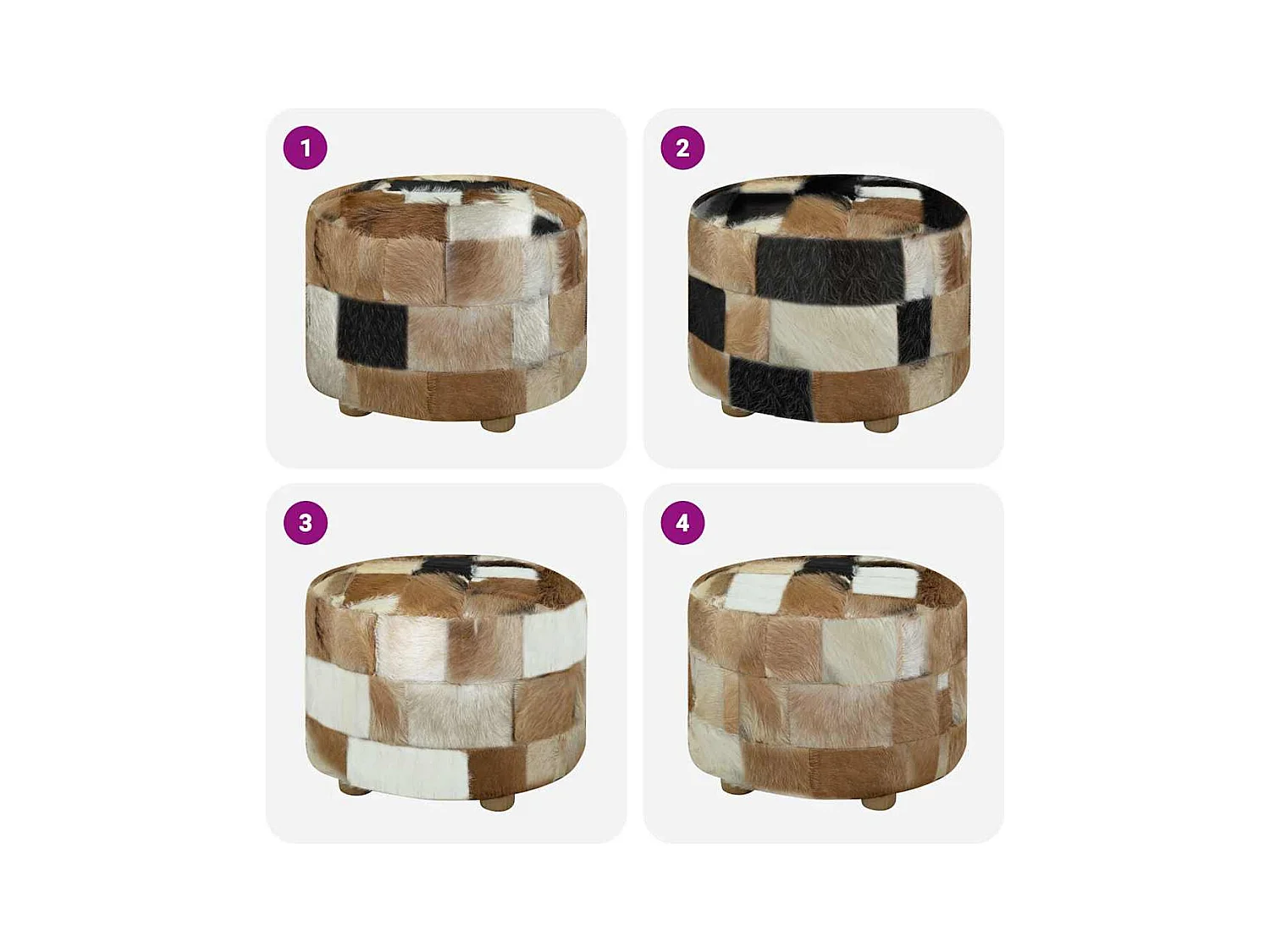 Pouf cuir de chèvre Rond 50 x 50 x 45 cm