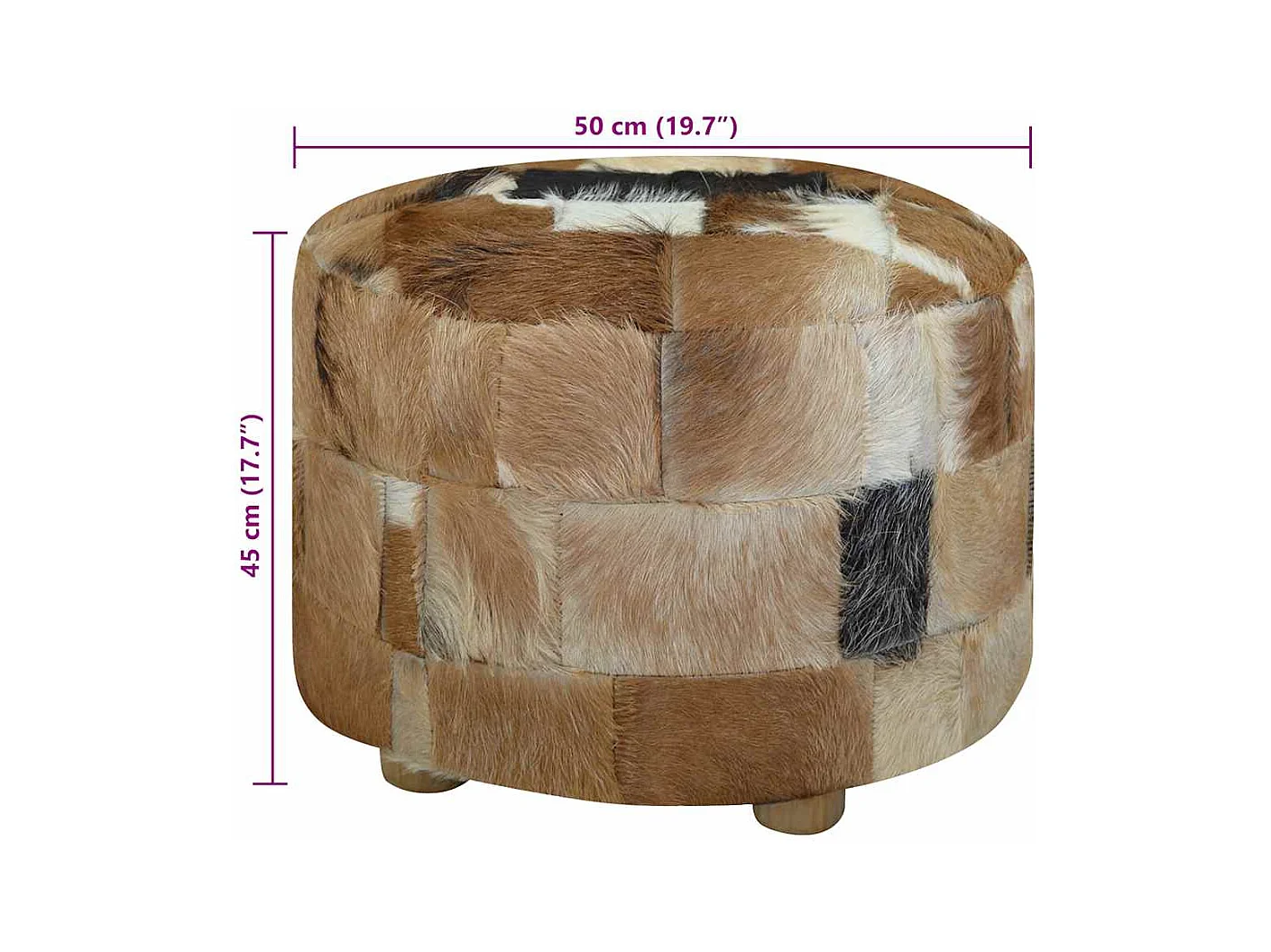 Pouf cuir de chèvre Rond 50 x 50 x 45 cm